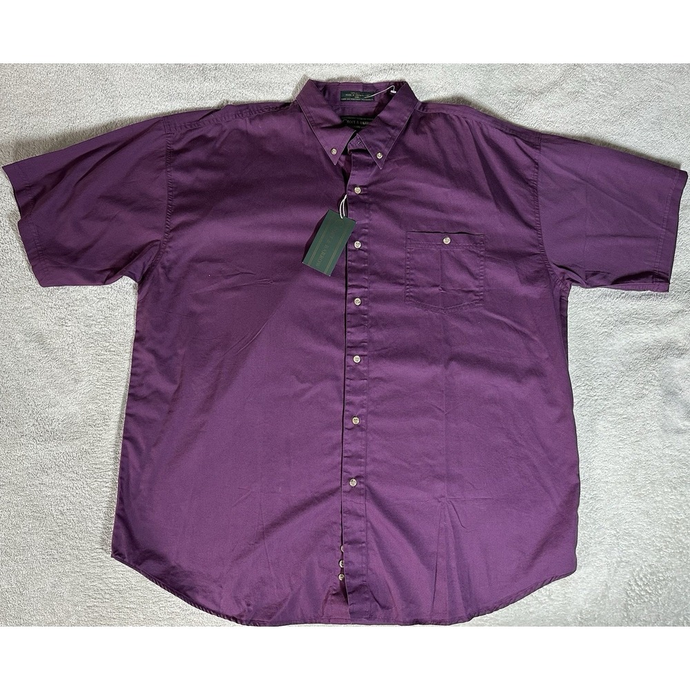 Croft & Barrow Men's XXL Solid Purple Cotton Woven Button-Up Shirt Pockets